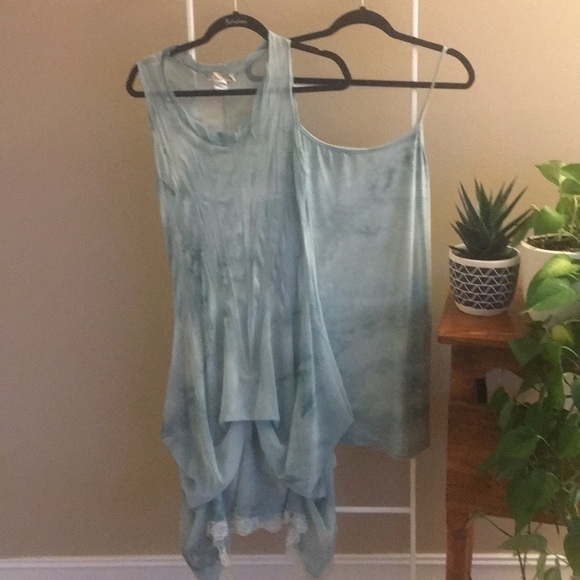 Blue Blue green ombré midi dress with slip - Picture 3 of 6